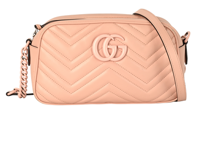 Small GG Marmont Camera Bag, &pound;750, Handbags, Pink, Leather, Front view
